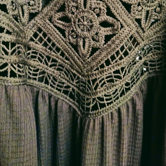 Torrid Green Sleeveless Crochet Yoke Tiered Swing Midi Festival Dress 2X NWT - Picture 3 of 6